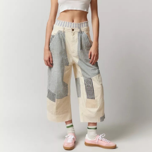 BDG by Urban Outfitters Meg Patchwork Cropped Carpenter Pant NWT - Picture 4 of 7